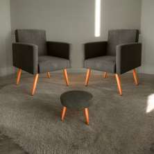 Conjunto Poltronas e Puff Iara Veludo Turkey Marrom