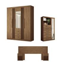 Conjunto Quarto Completo Com Espelho Pequim Jatoba