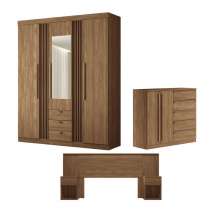 Conjunto Quarto Completo Com Espelho Xangai Jatoba