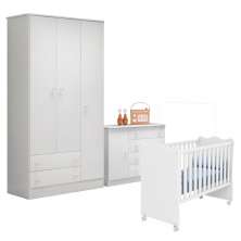 Conjunto Quarto de Bebê Completo México Branco Branco