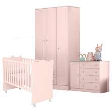 Conjunto Quarto de Bebê Completo México Rosa Acetinado