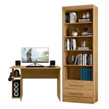Conjunto de Mesa Gamer e Livreiro Paraná Freijó 