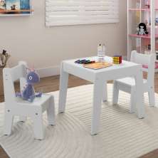 Conjunto de Mesa com 2 Cadeiras Goiania Branco Brilho
