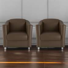 Conjunto de Poltronas Classicas Whati Sintetico Marrom