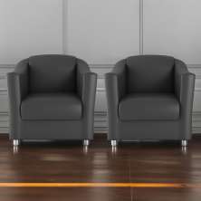 Conjunto de Poltronas Classicas Whati Sintetico Preto