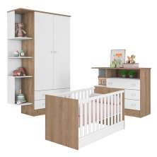 Conjunto de Quarto Infantil Mons Carvalho Rústico Branco