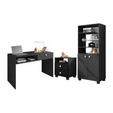 Conjunto para Escritório com Armário Honora Preto Branco