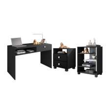 Conjunto para Escritório com Gaveteiro paralia Preto Branco