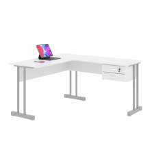 Escrivaninha Para Computador L Com 2 Gavetas Rang - Branco