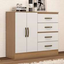 Gaveteiro Com 4 Gavetas 2 Porta Indiana Nature Off White