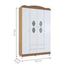 Guarda-Roupa 2 Gavetas Córdoba Branco Almendra