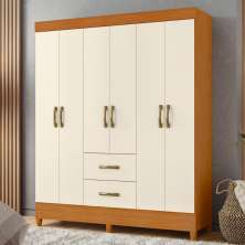 Guarda Roupa 6 Portas Cancun Cinamomo Off White