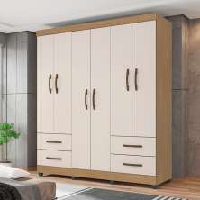 Guarda Roupa Casal 6 Portas Fernandópolis Nature Off White