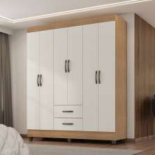 Guarda Roupa Casal com 6 Portas Guararapes Nature Off White