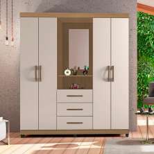 Guarda Roupa Solteiro Espelho Capela Campos Nature Off White  