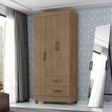 Guarda Roupa Solteiro com 3 Portas Vidigal Carvalho Oak