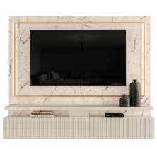 Home Suspenso Ripado  Para TVs 75" París Calacata Off White