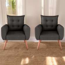 Jogo de Poltronas Decorativas Emma  Linho Chumbo