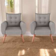 Jogo de Poltronas Decorativas Emma  Linho Cinza