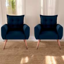 Jogo de Poltronas Decorativas Emma  Suede Azul
