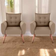 Jogo de Poltronas Decorativas Emma  Suede Bege