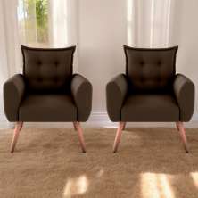 Jogo de Poltronas Decorativas Emma  Suede Marrom