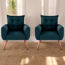 Jogo de Poltronas Decorativas Emma  Suede Petróleo