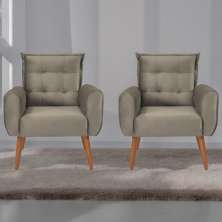 Jogo de Poltronas Decorativas Emma Veludo Cappuccino