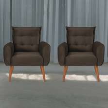 Jogo de Poltronas Decorativas Emma Veludo Marrom