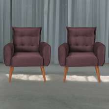 Jogo de Poltronas Decorativas Emma Veludo Rose