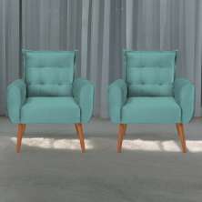 Jogo de Poltronas Decorativas Emma Veludo Verde Menta