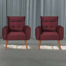 Jogo de Poltronas Decorativas Emma Veludo Vinho