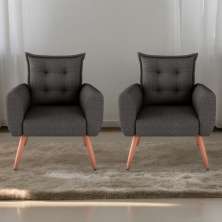 Jogo de Poltronas Decorativas Park  Linho Chumbo