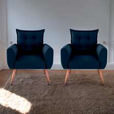 Jogo de Poltronas Decorativas Park  Suede Azul