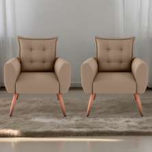 Jogo de Poltronas Decorativas Park  Suede Bege