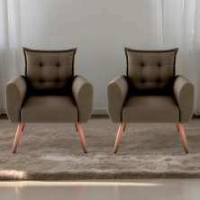 Jogo de Poltronas Decorativas Park  Suede Cappuccino