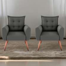 Jogo de Poltronas Decorativas Park  Suede Cinza