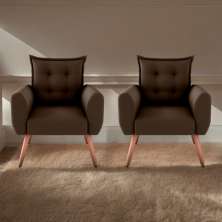 Jogo de Poltronas Decorativas Park  Suede Marrom