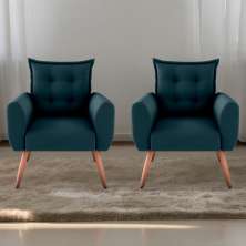 Jogo de Poltronas Decorativas Park  Suede Petróleo