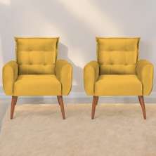 Jogo de Poltronas Decorativas Park Veludo Amarelo