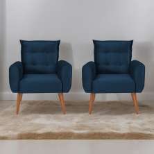 Jogo de Poltronas Decorativas Park Veludo Azul