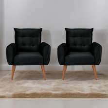 Jogo de Poltronas Decorativas Park Veludo Preto