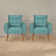 Jogo de Poltronas Decorativas Park Veludo Verde Menta