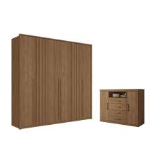 Kit Guarda Roupa 6 Portas e Cômoda Jack Jatoba
