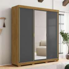 Kit Quarto Espelho Ipu Branco Camarim Nature Linho Cinza