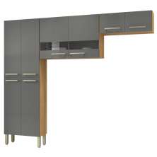 Kit de Cozinha 8 Portas Lile Freijó Gris