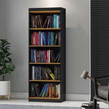 Livreiro com 5 Nichos Trindade Preto Acetinado Cinamomo