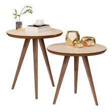 Mesa De Centro E Lateral Redonda 45cm Mdf Fosco