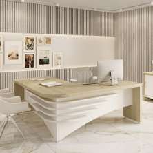 Mesa Executiva em L Galatina Carvalho Branco