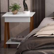 Mesa de Cabeceira com Gaveta Verona Amadeirado Branco